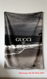 Luxury Dark Beach Gucci Style Flannel Sofa Throw Blanket IMG_4760